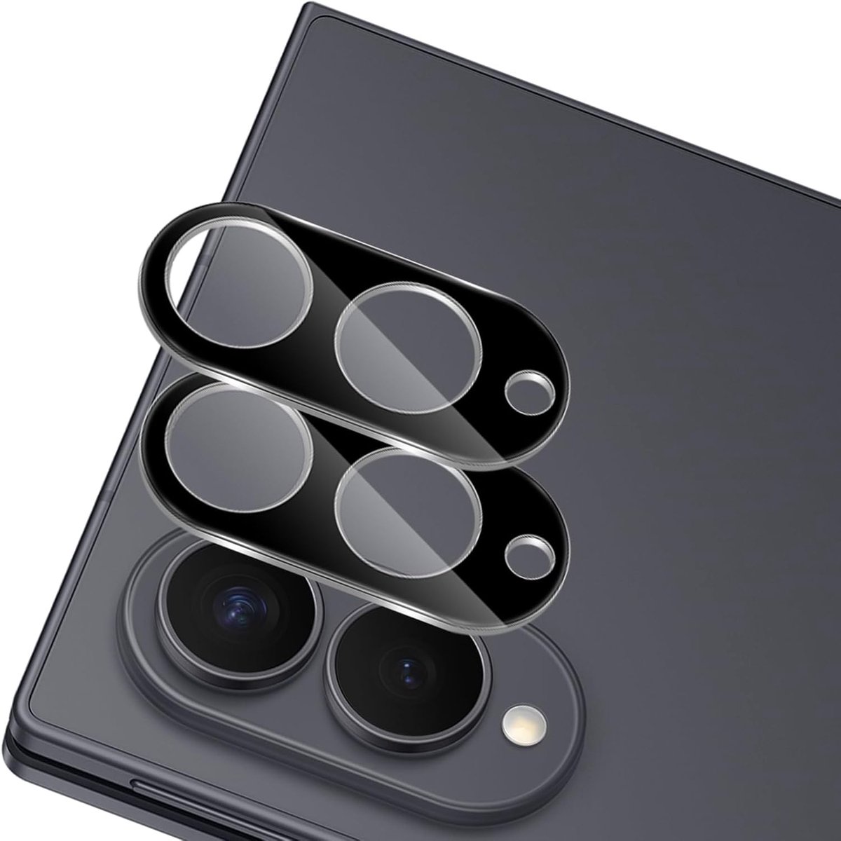 2 stuks camerabescherming voor Samsung Galaxy Z Flod 8 / Flod8 5G voor pantserglas [zwart], 9H hardheid, anti-kras camerabescherming, ultraheldere lensglasfolie, anti-stof HD camera achterzijde