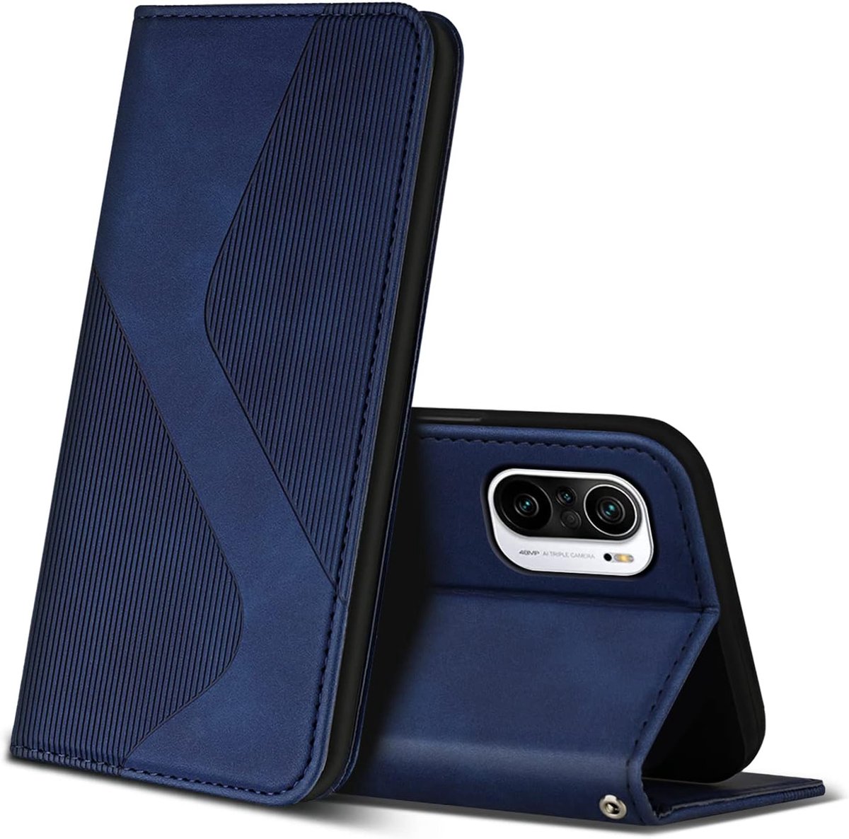 Hoesje voor Xiaomi Poco F3 5G / Xiaomi Mi 11i 5G, PU Kunstleer Bookcase Telefoonhoesjes met [Kaartsleuven] [Stand], Flip Case Beschermhoesje voor Poco F3 5G / Xiaomi Mi 11i 5G (Blauw)