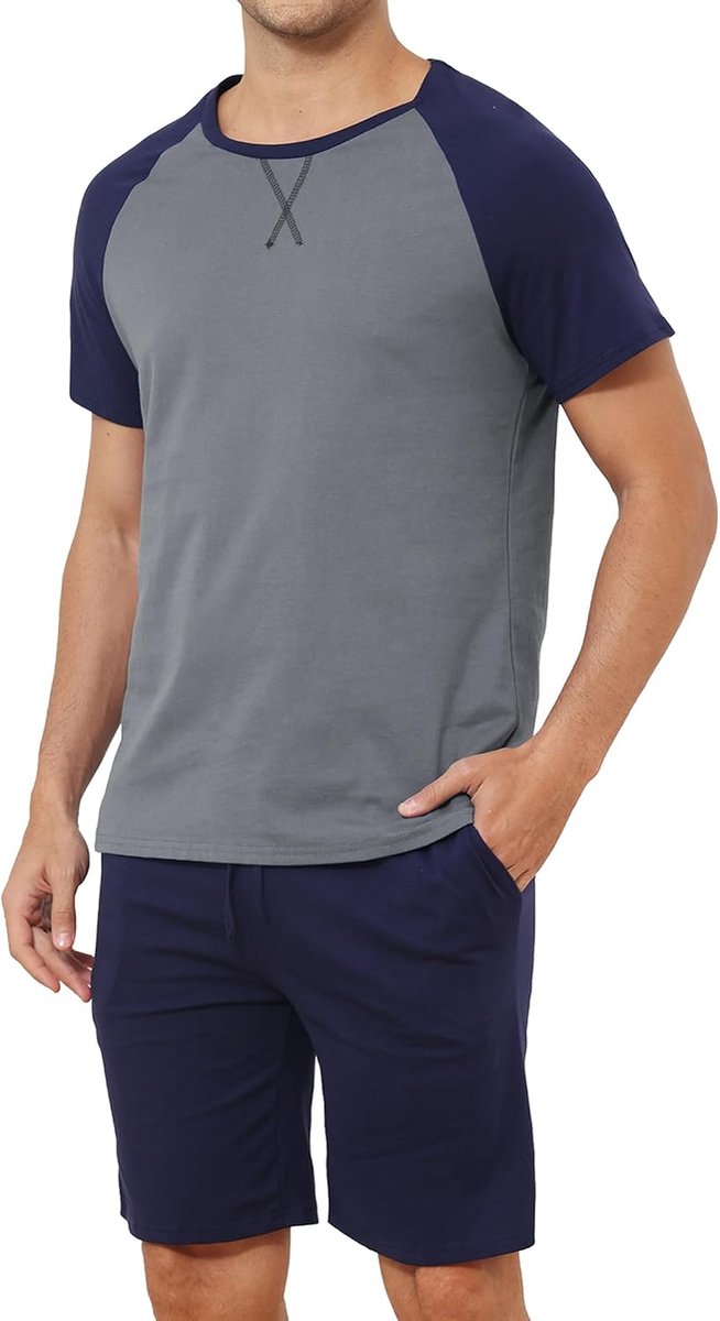 pyjamaset voor heren, pyjamaset voor heren, korte mouwen en shorts, pyjamasets, comfortabel, lichtgewicht, loungewear, herennachtkledingset met zakken