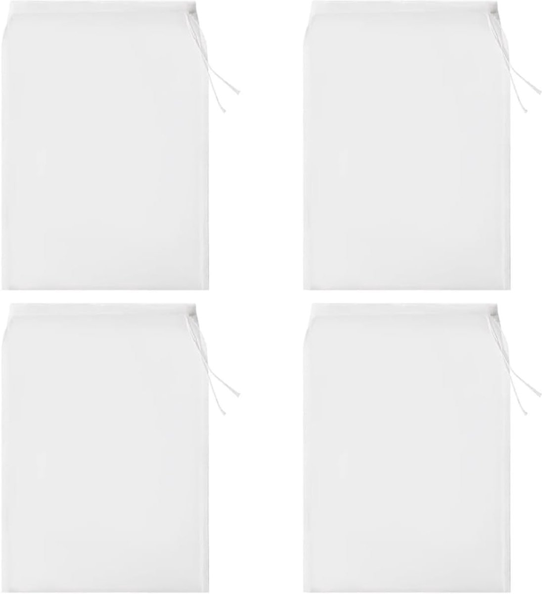 4 stuks filters en wasbaar, levensmiddelengaas, fijn geweven nylonweefsel met trekkoord, zeef voor notenmelk, kaas, vruchtensap, groenten, herbruikbaar, 20 x 30 cm
