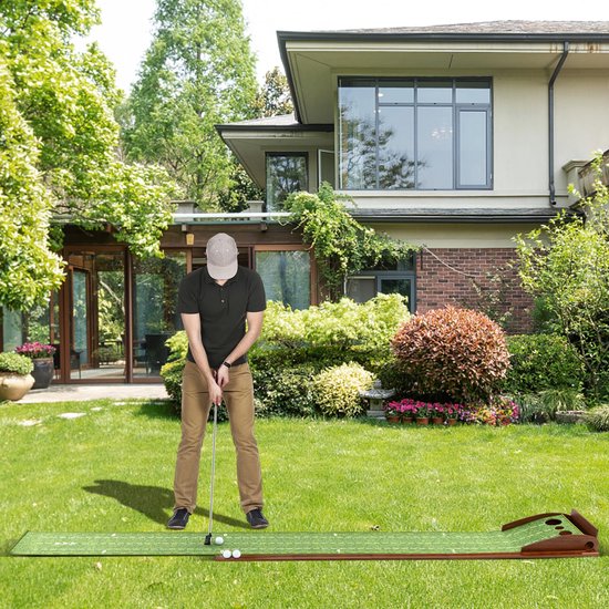 Golf Putting Mat Putting Training Hulpmiddel met Automatische Balterugloop 3 Maten Gaten en 3 Golfballen voor Binnen- en Buitentraining van GOLF — afbeelding 5
