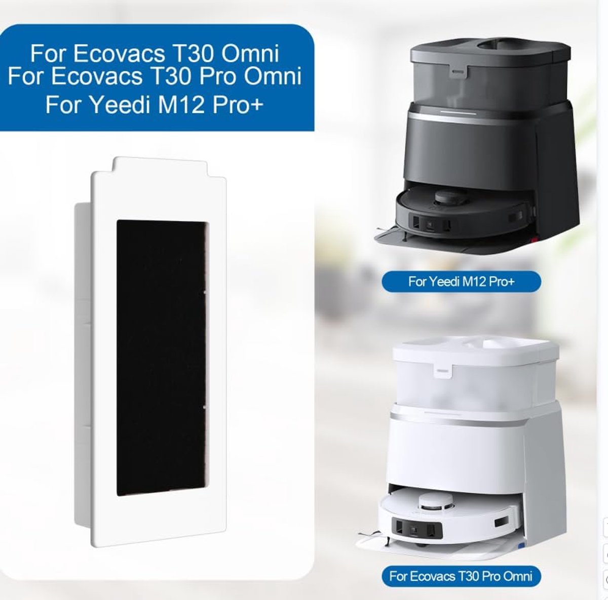 6 Stks Vervanging HEPA Filters Voor Ecovacs T30 Pro Omni, T30 Omni Robot Stofzuiger Accessoires