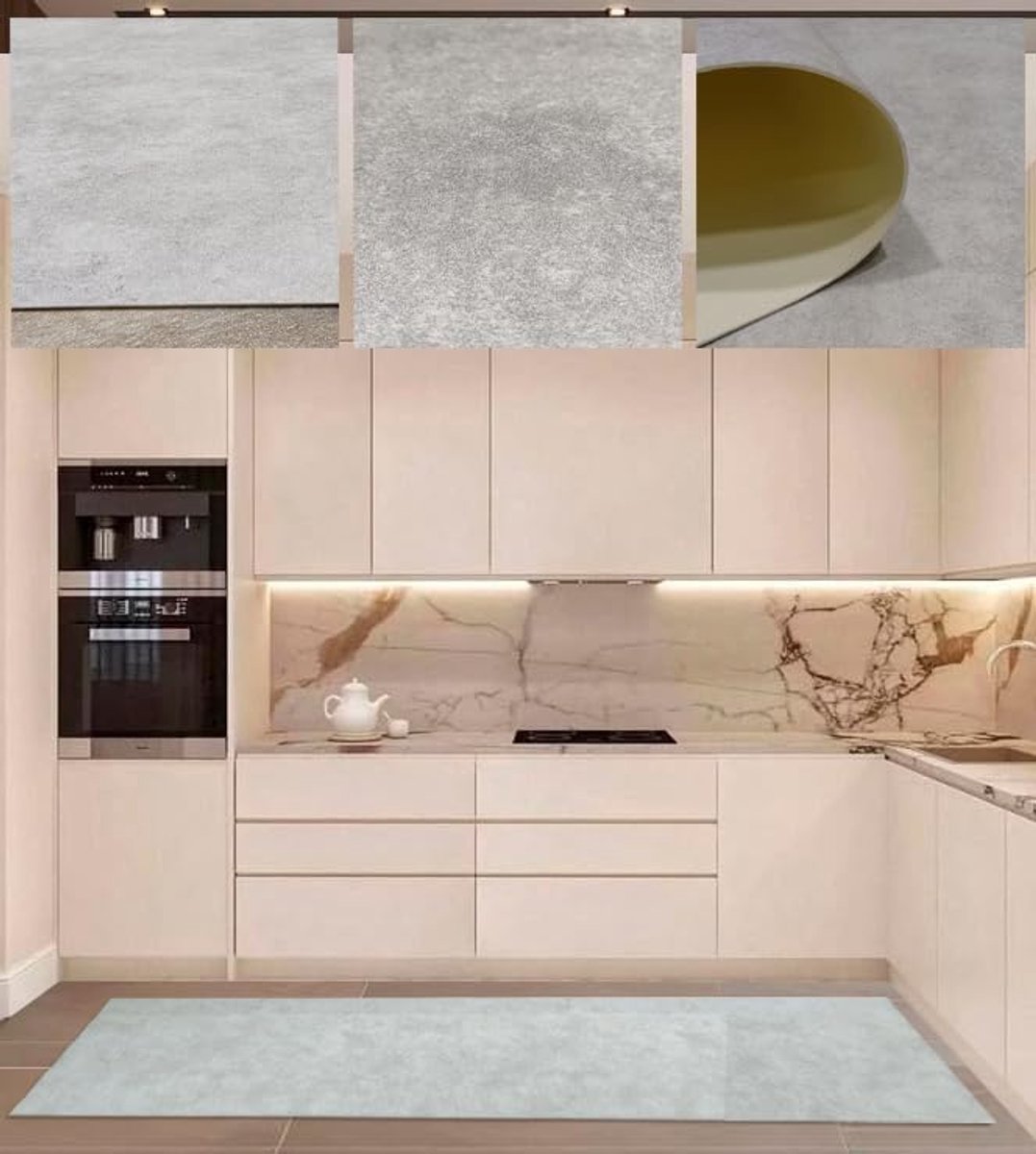Tapijt, glad, beige, cement-effect, elegantie en duurzaamheid voor interieurdecoratie en eenvoudige reiniging, 50 x 50 cm, beige