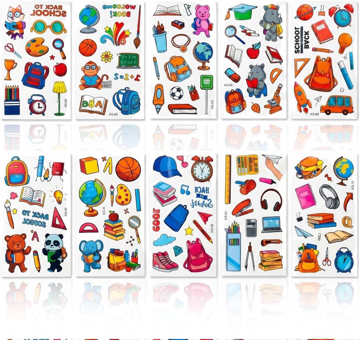 Tijdelijke Tattoos voor Kinderen, Kindertattoo Meisje en Jongen, Waterdicht & Niet-toxisch, Ideaal voor Verjaardagsfeestje, Cadeau, Pinata, Schoolbeloning (Schoolstart)