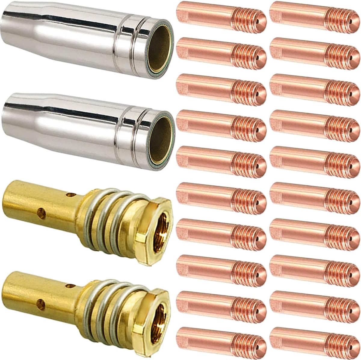 24 Pcs 14AK MB14 MIG Welding Torch Kit with 2 x Gas Diffusers 2 x Gas Nozzles 20 x Contact Tips (0.8 mm / 0.9 mm) for Bestarc MIG145 7GEN / 9GEN Welding Machine Consumable Accessories Kit