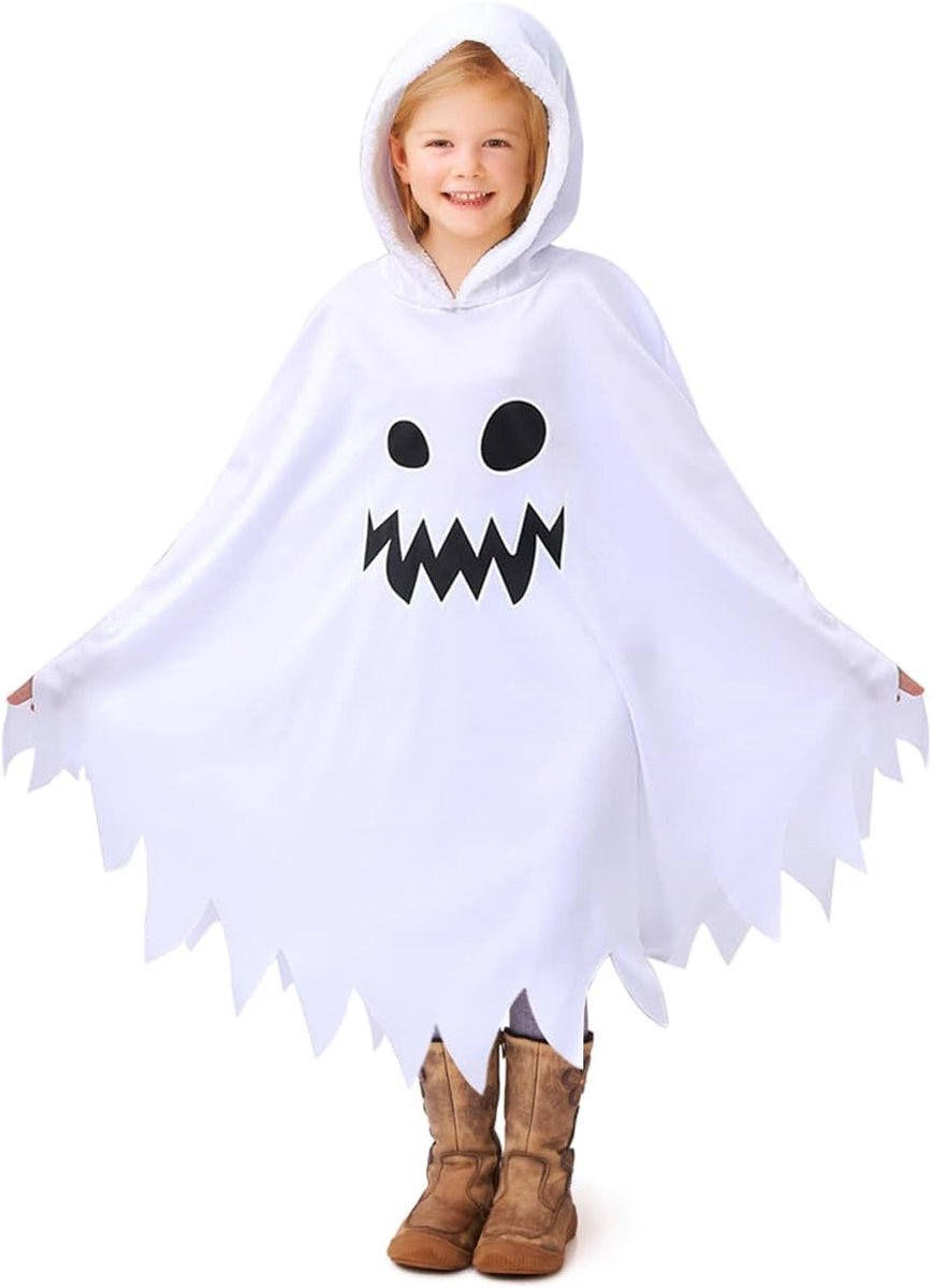 Kostuum Kind, Halloween Spookkostuum Kid voor Meisje Jongen Peuter Baby, Wit Eng Spookkostuum met Capuchon, Aanbevolen 2 3 4 5 6 7 8 9 10 Jaar