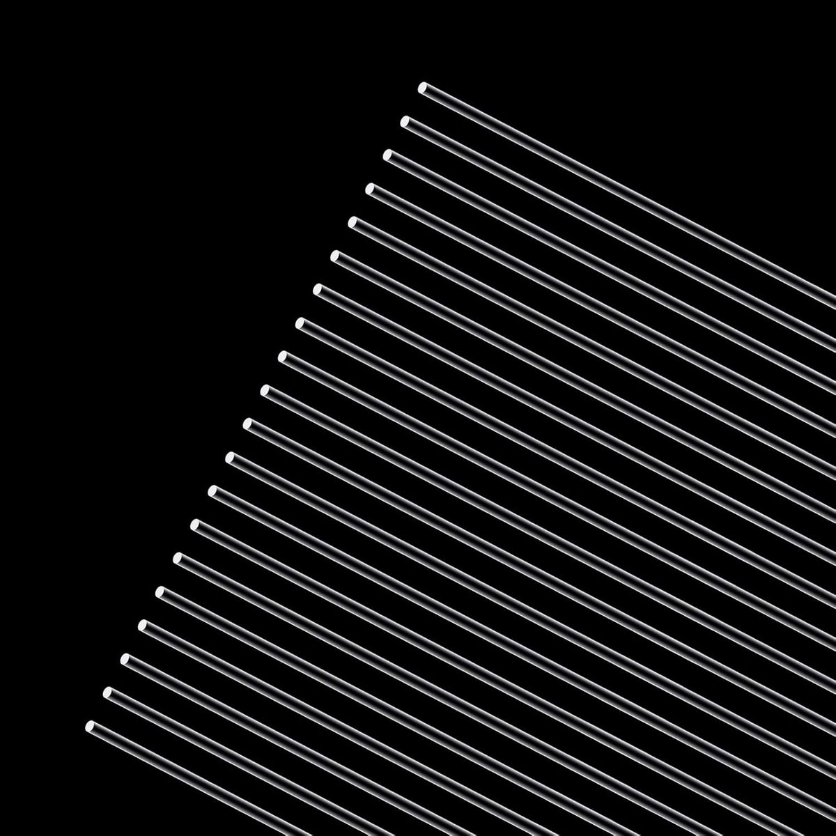 Ronde staven, 3 x 200 mm, 0,2 m, transparant, voor doe-het-zelf knutselwerk, verlichting en modelbouw, 20 stuks