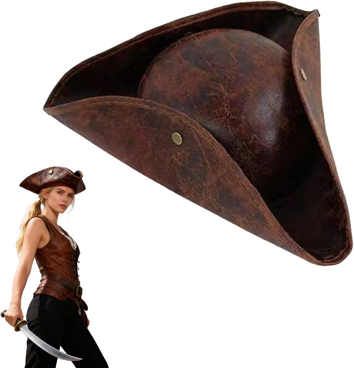 Piratenhoed, middeleeuwse piratenheren, piratenkostuum, dameskostuum, accessoires, hoed, hoofddeksel voor mannen, voor Coplay piratenaccessoires