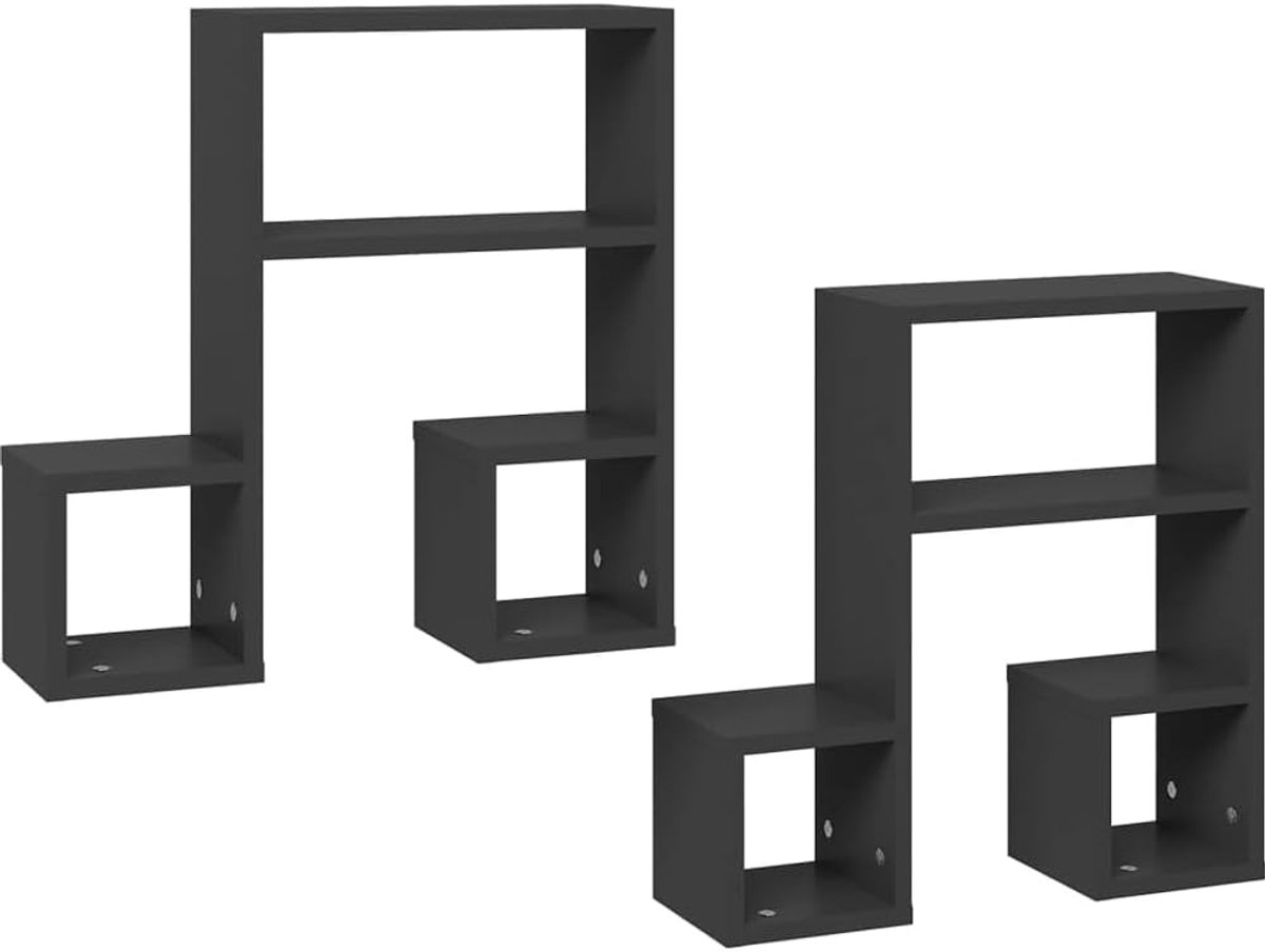 Muzieknoten, 2 stuks, hout, grijs, 50 x 15 x 50 cm