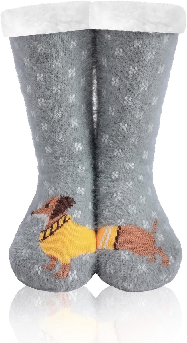 Sokken Vrouw Warm Fuzzy Gevoerd Schattig Dier Winter Thuis Slipper Sokken Kerstcadeau