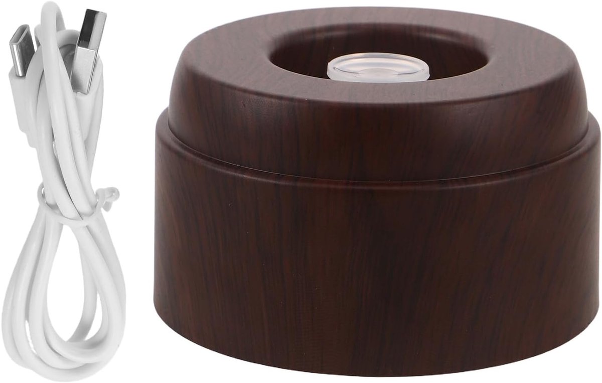 LED Lichtbasis voor Kristallen Bol Display Houten Look USB Aangedreven Ronde Stand voor Glaskunst Koellicht voor Feest Kerstdecoratie