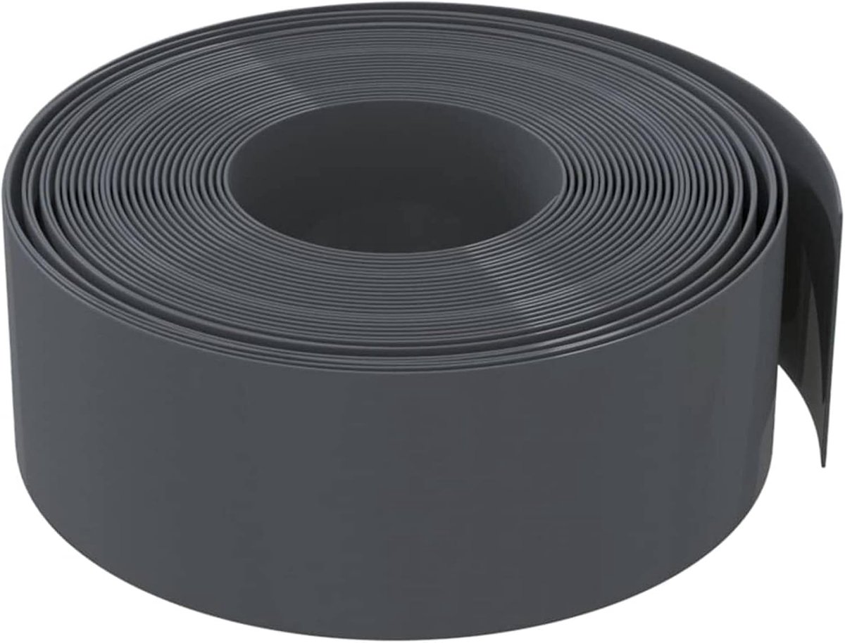 Gazonrand van polyethyleen, perkrand, gazonrand, gazonrand, bloembedomranding, tuinhek, 5 stuks, grijs, 10 m 20 cm