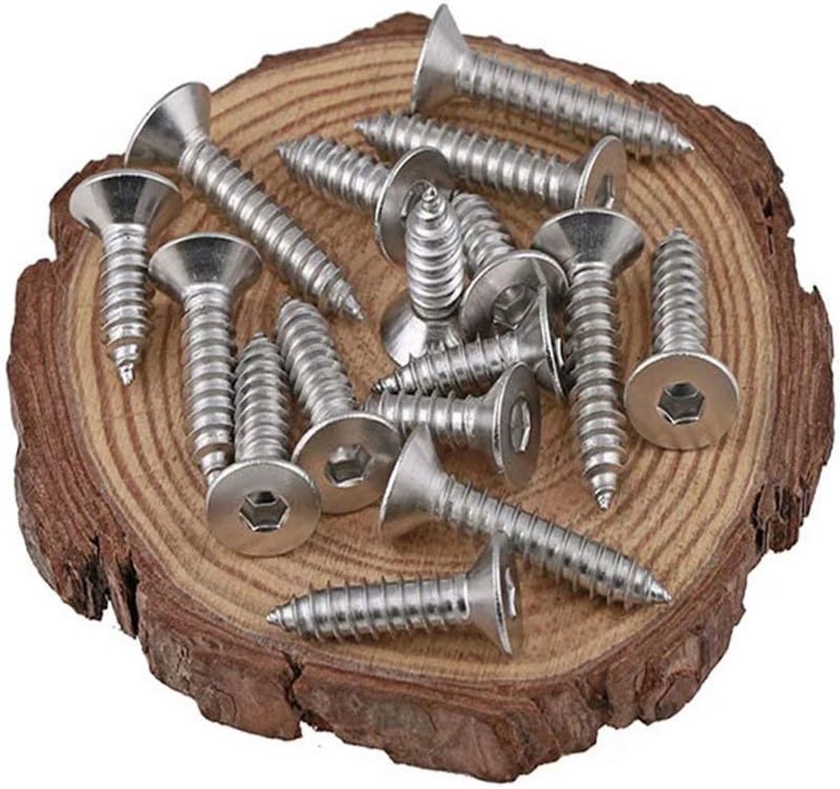 Houtschroeven houtschroef zelfsnijdende schroeven binnenzeskant platte kopschroeven M6×16mm,10 pcs