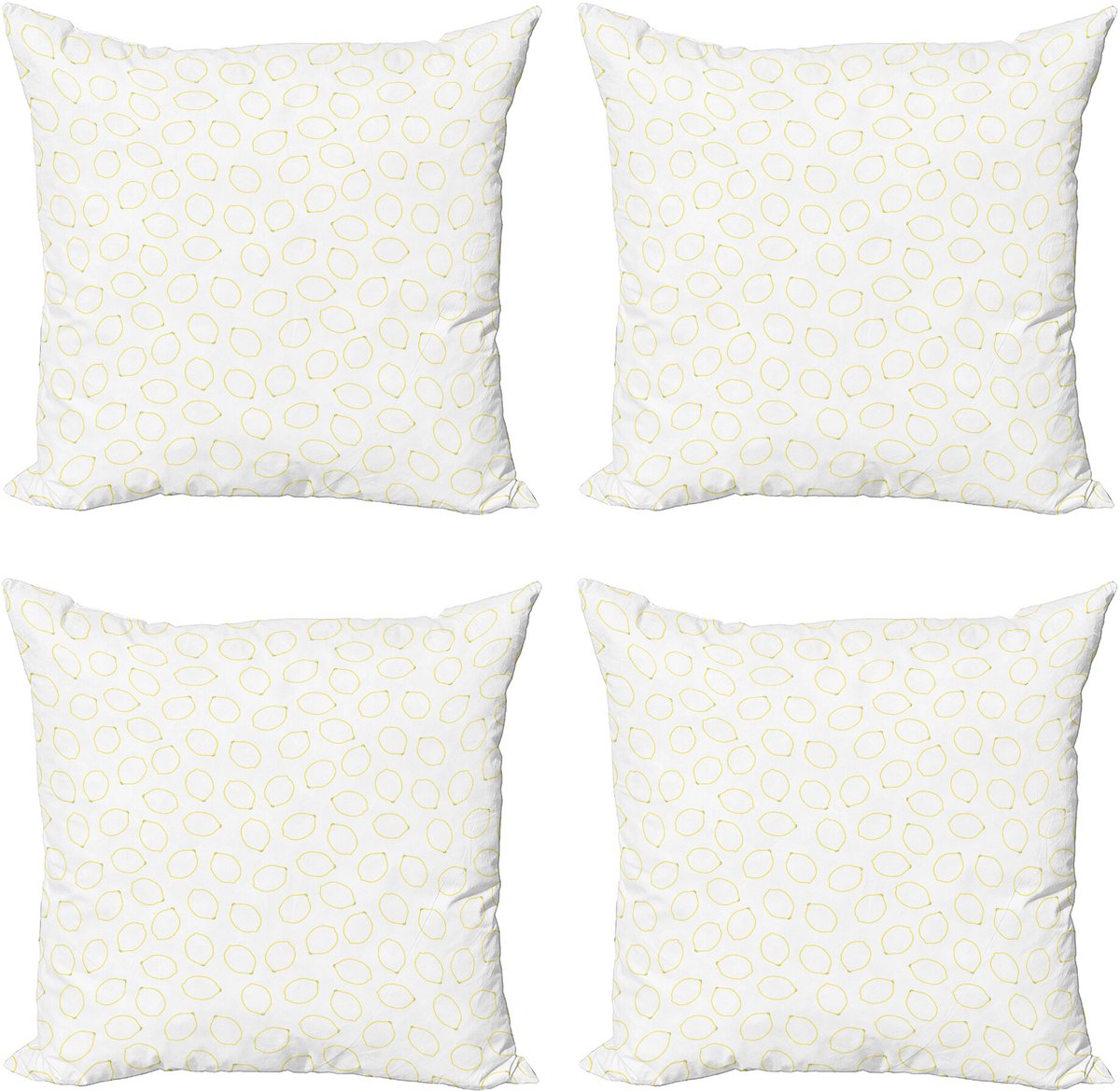 ABAKUHAUS Zitronen Sierkussen Kussenhoes 4er Set, Einfacher Citrus Cartoon, Modern Accent Dubbelzijdige Digitale Print, 45 x 45 cm, Pastel Geel Wit