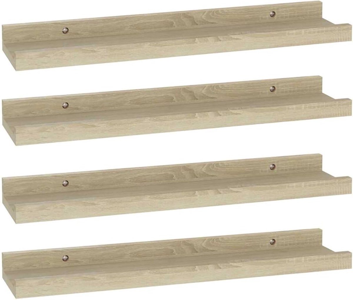 Wandrekken 4 stuks wandplanken wandplank vrij zwevend boekenrek zwevende planken vitrinekasten set zwevende rekken voor slaapkamer, keuken, kantoor, woonkamer etc Sonoma eiken 40x9x3 cm