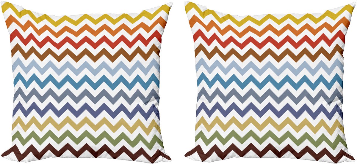 ABAKUHAUS Kleurrijk Sierkussenhoes Set van 2, Ostern Chevron Zigzag, Modern Accent Dubbelzijdige Digitale Print, 45x45, Meerkleurig