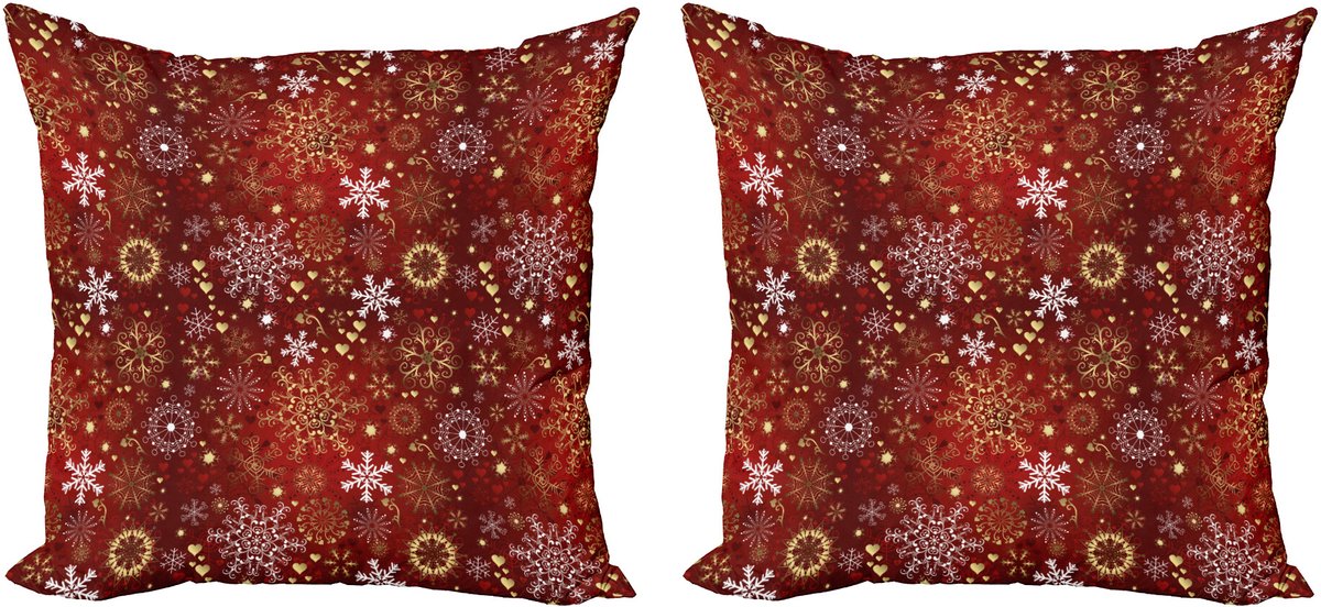 ABAKUHAUS Winter Sierkussenhoes Set van 2, Vintage Weihnachts, Modern Accent Dubbelzijdige Digitale Print, 40x40, Vermiljoen Geel Wit
