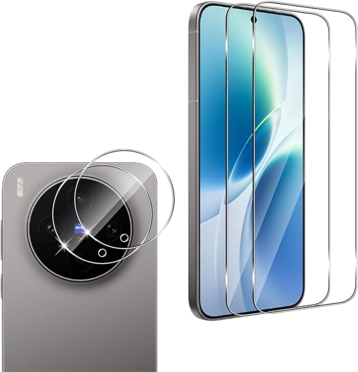 Screen protector voor VIVO X300S, 2 stuks krasbestendige displaybeschermfolie met 2 stuks camerafolie, HD helder, zonder luchtbellen, Ultra Boven 9H+ Gehard glas