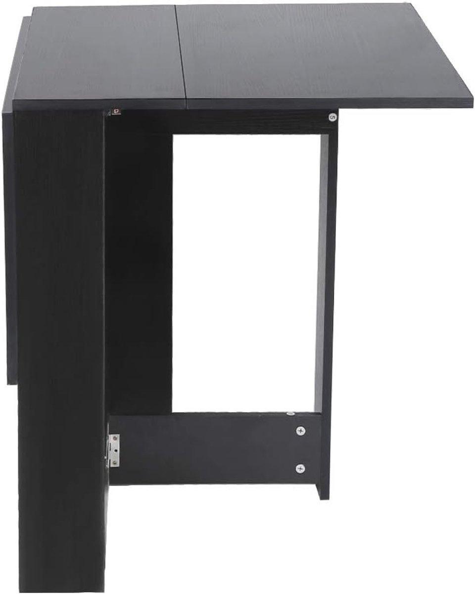 Mobiele klaptafel, inklapbare eettafel, geschikt voor kleine ruimtes met 1 lade en 2 planken voor eetkamer en keuken, 103 x 76 x 73,4 cm (zwart)