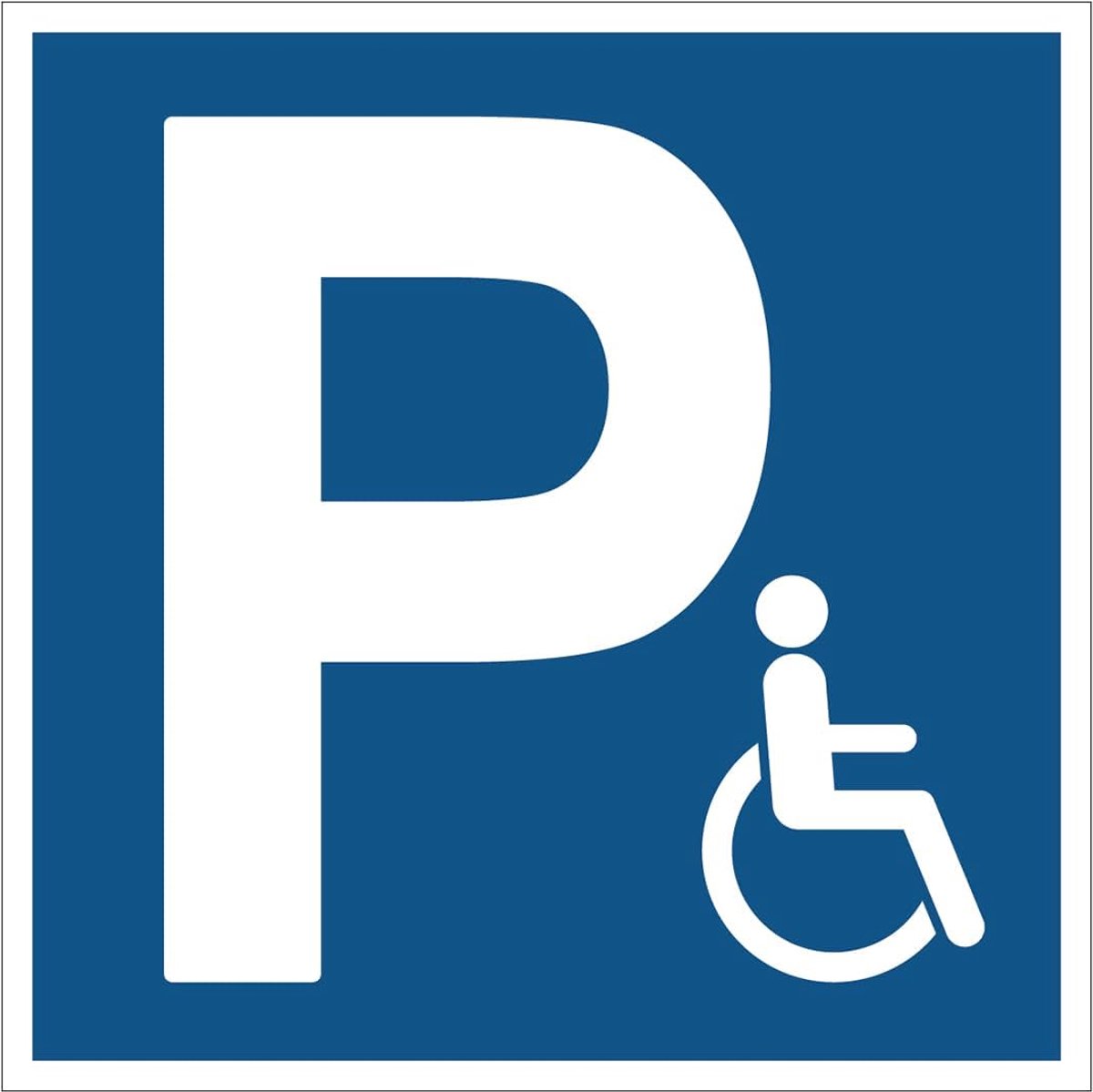 Obligation mandatory NF ISO7010, zelfklevend, vierkant, gelamineerd, waterdicht en uv-bestendig, parkeerplaats voor gehandicapten, 5 x 5 cm