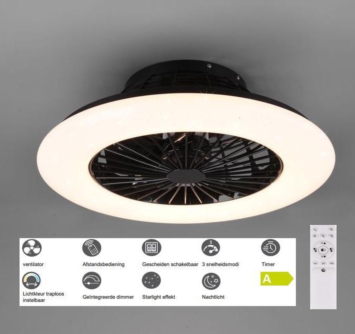 Reality Light ventilator plafond LED met afstandsbediening