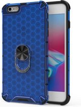 Voor iPhone 6 & 6S schokbestendige honingraat pc + TPU ringhouder beschermhoes (blauw)