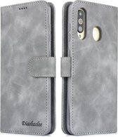 Voor Galaxy A20s Diaobaolee Pure Fresh Texture Horizontale Flip Leather Case, met houder & kaartsleuf & portemonnee & fotolijst (grijs)