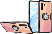 Voor Vivo X30 Pro schokbestendig transparant TPU + acryl beschermhoes met ringhouder (zilver zwart)