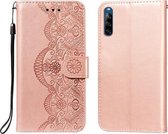 Voor Sony Xperia L4 Flower Vine Embossing Pattern Horizontale Flip Leather Case met Card Slot & Holder & Wallet & Lanyard (Rose Gold)