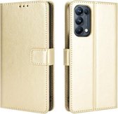 Voor OPPO Reno5 Pro 5G Retro Crazy Horse Texture Horizontale flip lederen tas met houder & kaartsleuven en fotolijst (goud)