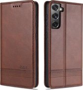 Voor Samsung Galaxy S21 5G AZNS Magnetische Kalf Textuur Horizontale Flip Leren Case met Kaartsleuven & Houder & Portemonnee (Donkerbruin)