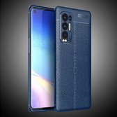 Voor OPPO Reno5 Pro Plus Litchi Texture TPU schokbestendig hoesje (blauw)