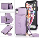 Multifunctionele crossbody-kaarttas TPU + PU-achterklep met houder & kaartsleuf en portemonnee voor iPhone XS Max (paars)