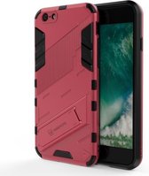 Punk Armor 2 in 1 PC + TPU schokbestendig hoesje met onzichtbare houder voor iPhone 6 & 6s (lichtrood)