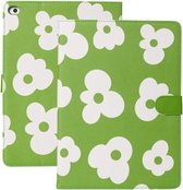 Bloemenpatroon Horizontale Flip Leren Case met Houder & Slaap- / Wekfunctie Voor iPad 9.7 (2018) & (2017) (Groen)