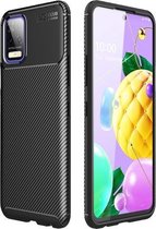 Voor LG K52 koolstofvezel textuur schokbestendig TPU-hoesje (zwart)