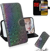 Voor Sony Xperia 10 Plus Effen Kleur Kleurrijke Magnetische Gesp Horizontale Flip PU Lederen Case met Houder & Kaartsleuven & Portemonnee & Lanyard (Zilver)