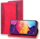 Voor Samsung Galaxy A50s / A50 / A30s Zakelijke stiksels Horizontale flip lederen hoes met dubbel vouwen & beugel & kaartsleuven & fotolijst & portemonnee (rood)