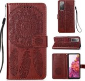 Voor Samsung Galaxy S20 FE 5G Dream Catcher Afdrukken Horizontale Flip Leren Case met Houder & Kaartsleuven & Portemonnee & Lanyard (Bruin)