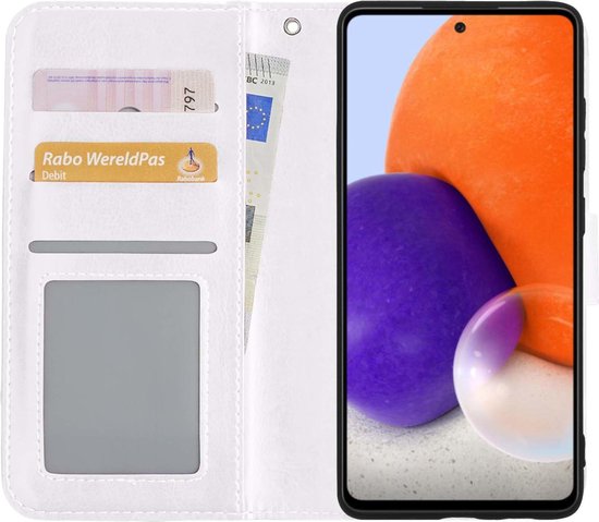 Etui Samsung A72 Book Case - Etui Samsung Galaxy A72 Etui Portefeuille - Etui Samsung Galaxy A72 - Wit