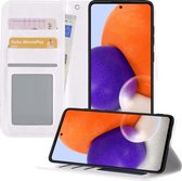 Hoesje Geschikt voor Samsung A72 5G Hoesje Book Case Hoes Wallet Cover - Hoes Geschikt voor Samsung Galaxy A72 5G Hoesje Bookcase Hoes - Wit