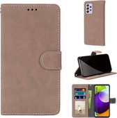 Voor Samsung Galaxy A52 5G Retro Frosted Horizontale Flip PU Lederen Case met Houder & Kaartsleuven & Portemonnee & Fotolijst (Crème Kleur)