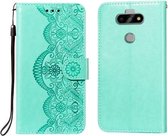 Voor LG K31 Flower Vine Embossing Pattern Horizontale Flip Leather Case met Card Slot & Holder & Wallet & Lanyard (Green)