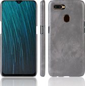 Voor Oppo A12 Shockproof Litchi Texture PC + PU Case (grijs)