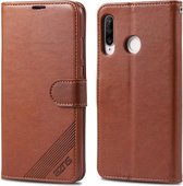 Voor Huawei P30 Lite / Nova 4E AZNS Schapenvacht Textuur Horizontale Flip Leren Case met Houder & Kaartsleuven & Portemonnee (Bruin)