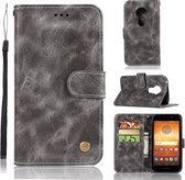 Voor Motorola Moto E5 Play Go Retro Koperen Gesp Crazy Horse Horizontale Flip PU Leren Case met Houder & Kaartsleuven & Portemonnee & Lanyard (Grijs)