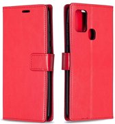 Voor Samsung Galaxy A21s Crazy Horse Texture Horizontaal Flip Leren Case met Houder & Kaartsleuven & Portemonnee & Fotolijst (Rood)