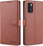 Voor Samsung Galaxy A02s (EU-versie) AZNS Kalfsstructuur Horizontale flip lederen tas met houder & kaartsleuven & portemonnee & fotolijst (bruin)