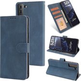 Voor Samsung Galaxy S21 + 5G Fantasie Klassiek Huidgevoel Kalfsleer Textuur Magnetische gesp Horizontale Flip PU lederen tas met houder & kaartsleuf & portemonnee (blauw)