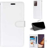 Voor Samsung Galaxy Note20 Ultra Pure Kleur Horizontale Flip PU Lederen Case met Houder & Kaartsleuven & Portemonnee & Fotolijst (Wit)